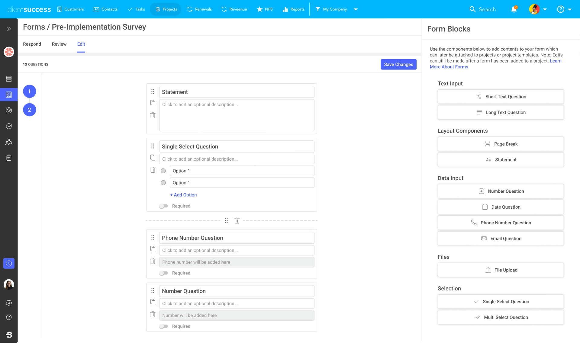 ClientSuccess document and asset collection form